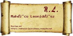 Mahács Leonidász névjegykártya